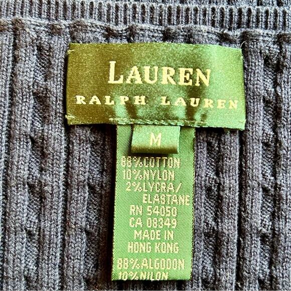 Lauren Ralph Lauren navy mini cable knit tank sweater sz M - Picture 6 of 6